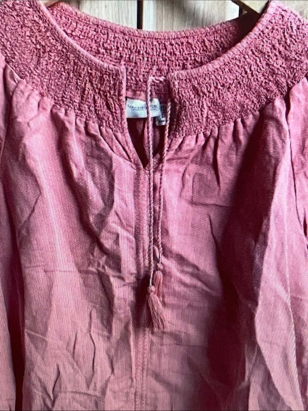 Rachel Zoe Rose Pink Smocked Yoke Peasant Tunic